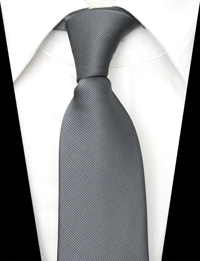 ZENXUS Solid Skinny Ties for Men, 2.5 inch Slim Dark Gray Necktie - Image 3